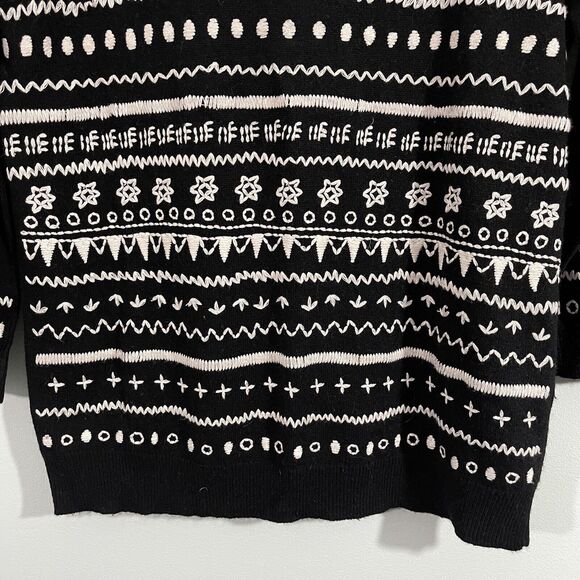 J Crew Women's Black Embroidered Quarter Sleeve Sweater Size S - Picture 4 of 7